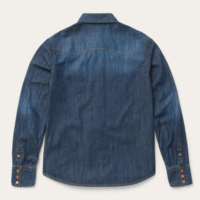 Stetson Denim Shirts Women Dark Denim Snap Front Shirt Blue