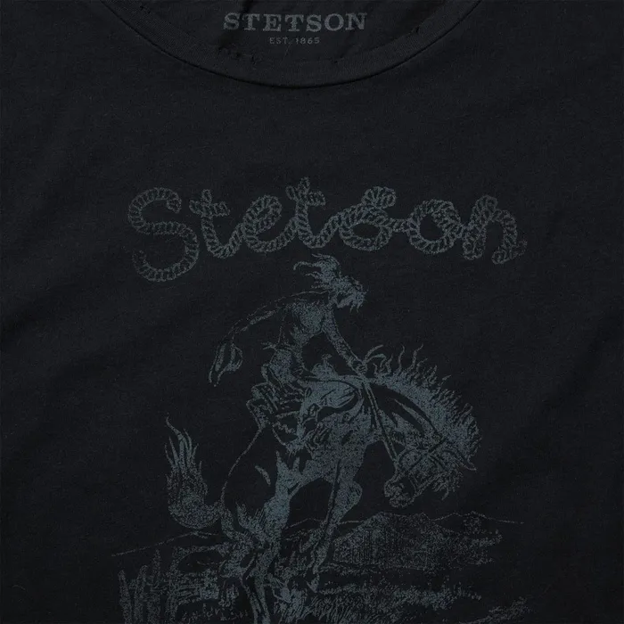 Stetson Tees Women Bucking Cowboy Graphic Tee Black