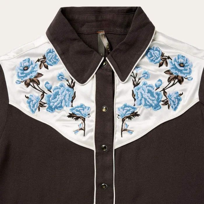 Stetson Western Shirts Women Embroidered Rayon Western Shirt Brown