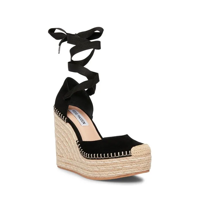 Steve Madden Lani Black Suede Womens Wedges