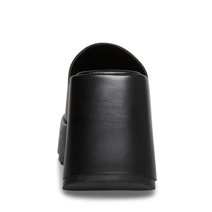 Steve Madden Pepe30 Black Leather Womens Mules