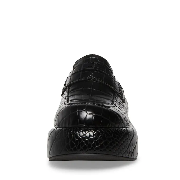 Steve Madden Portia Black Crocodile Womens Loafers Steve Madden Portia Black Crocodile Womens Loafers