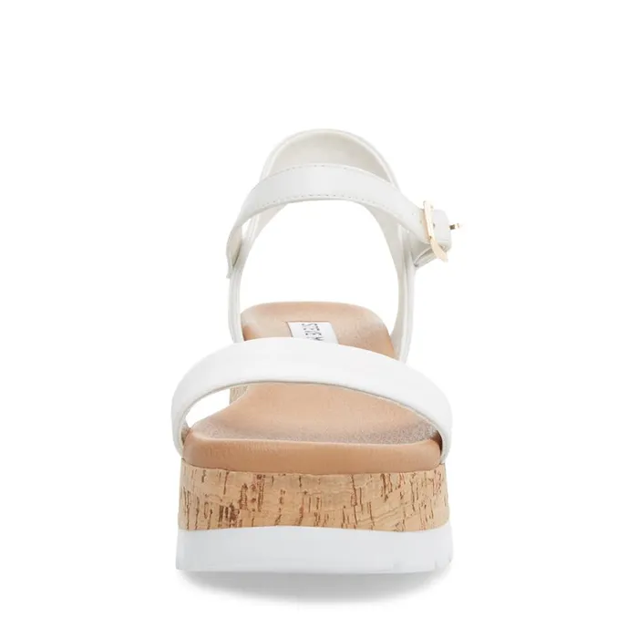 Steve Madden Roselita White Leather Womens Wedges