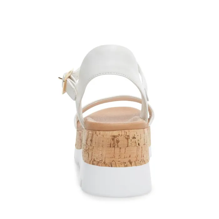 Steve Madden Roselita White Leather Womens Wedges