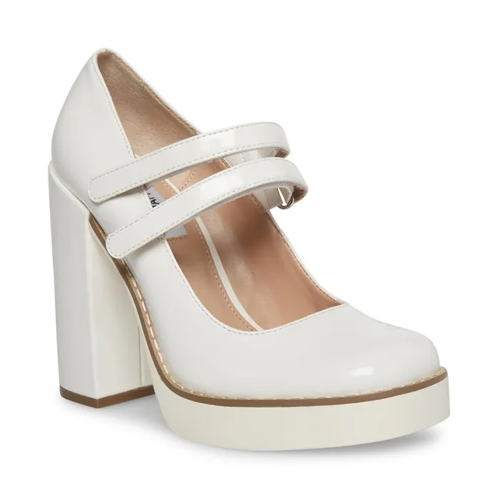 Steve Madden Twice White Patent Womens Loafers