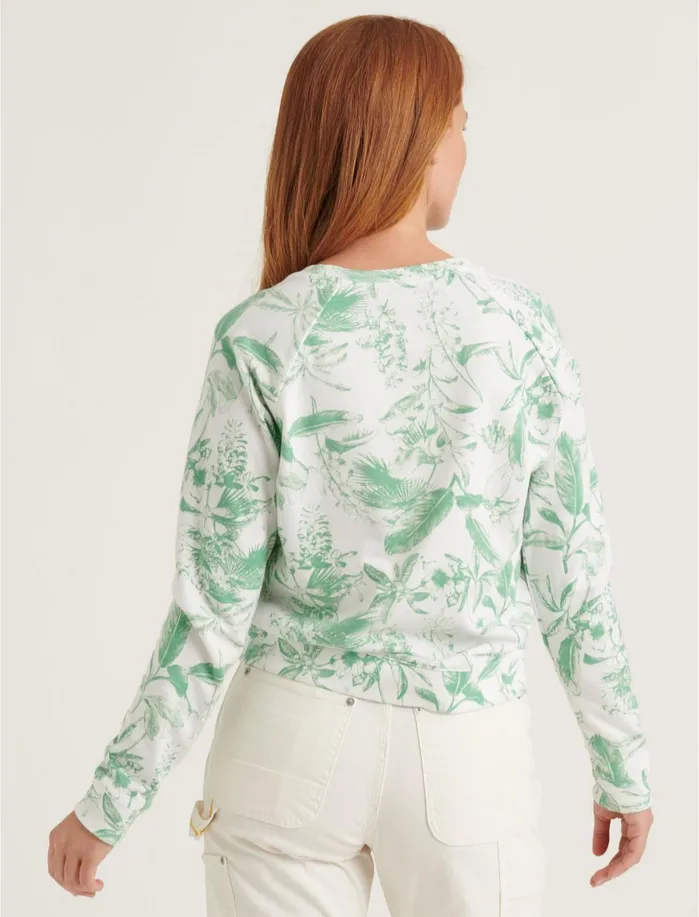 Sweaters and Sweatshirts Women Lucky Brand Botanical Crew Neck Sweatshirt Green Multi