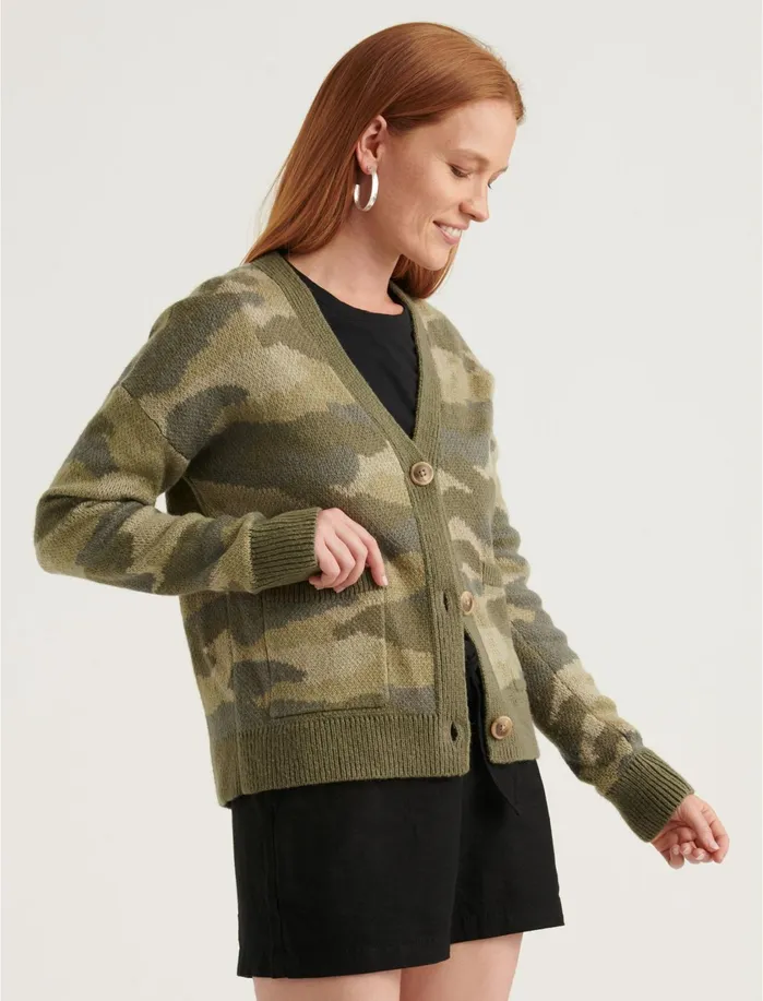 Sweaters and Sweatshirts Women Lucky Brand Camo Cardigan Camo Multi