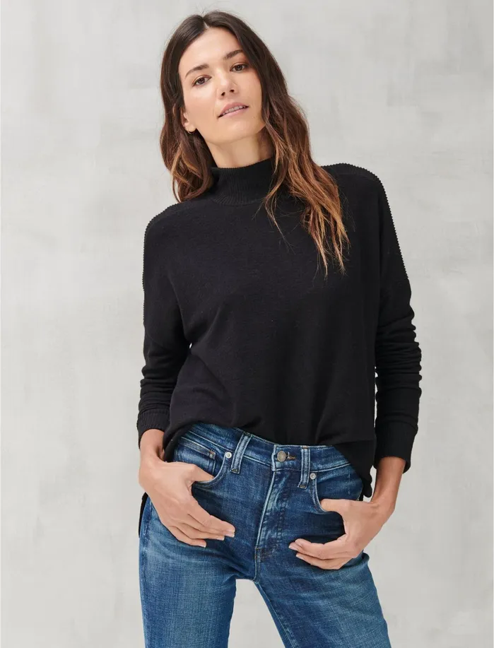 Sweaters and Sweatshirts Women Lucky Brand CLOUD JERSEY TURTLENECK Lucky Black Sweaters and Sweatshirts Women Lucky Brand CLOUD JERSEY TURTLENECK Lucky Black
