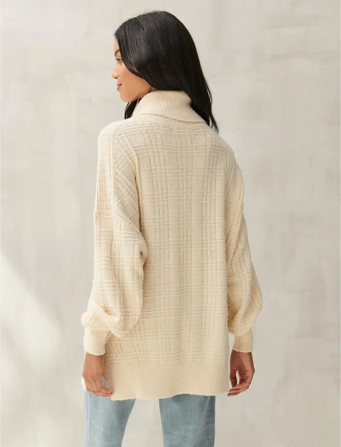 Sweaters and Sweatshirts Women Lucky Brand Textured Stitch Turtleneck English Cream