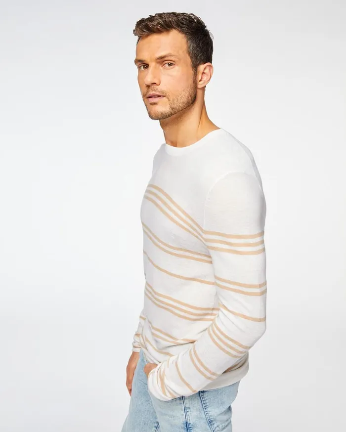 Sweaters Men 7 For All Mankind Engineered Stripe Sweater In White 038 Tan