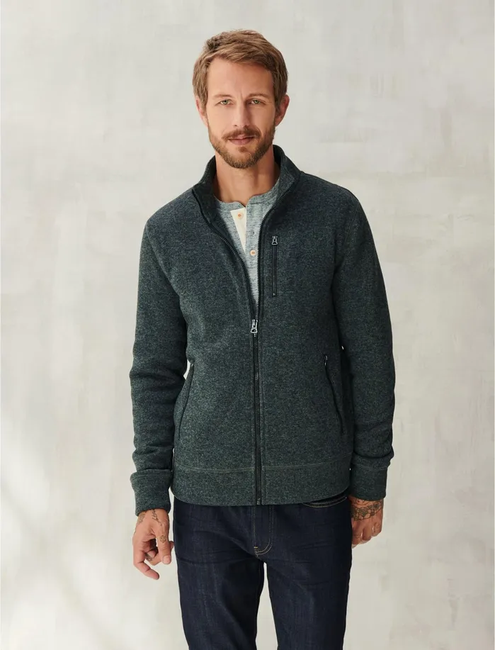 Sweaters Men Lucky Brand Los Feliz Fleece Mock Neck Dark Green