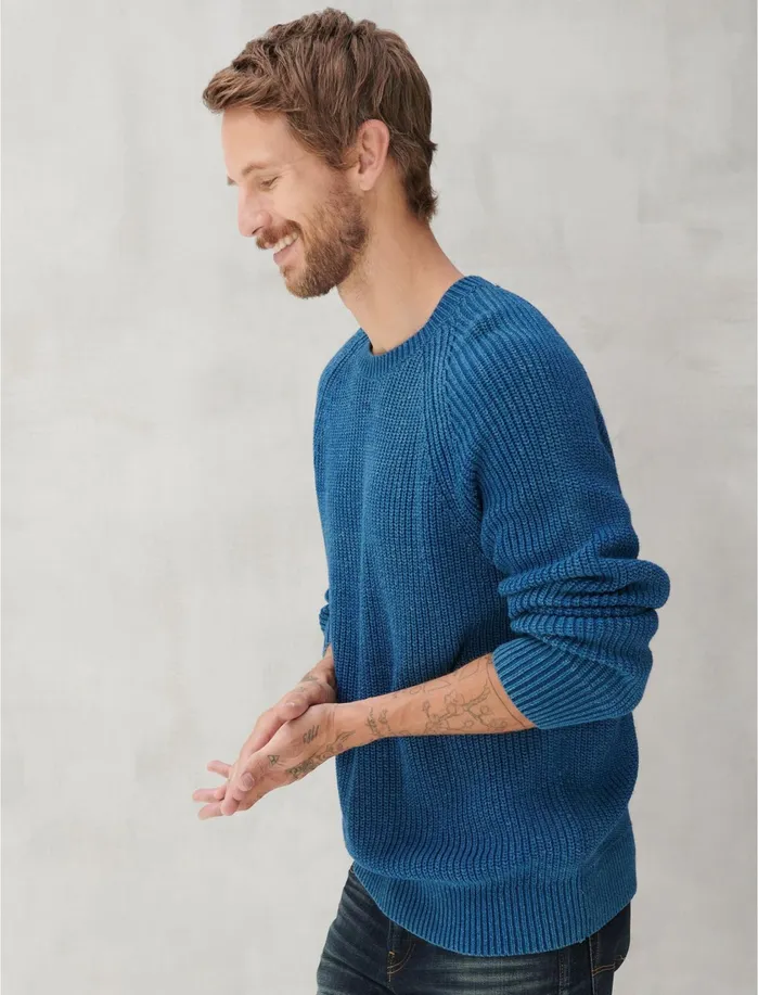 Sweaters Men Lucky Brand Washed Crew Neck Sweater Indigo