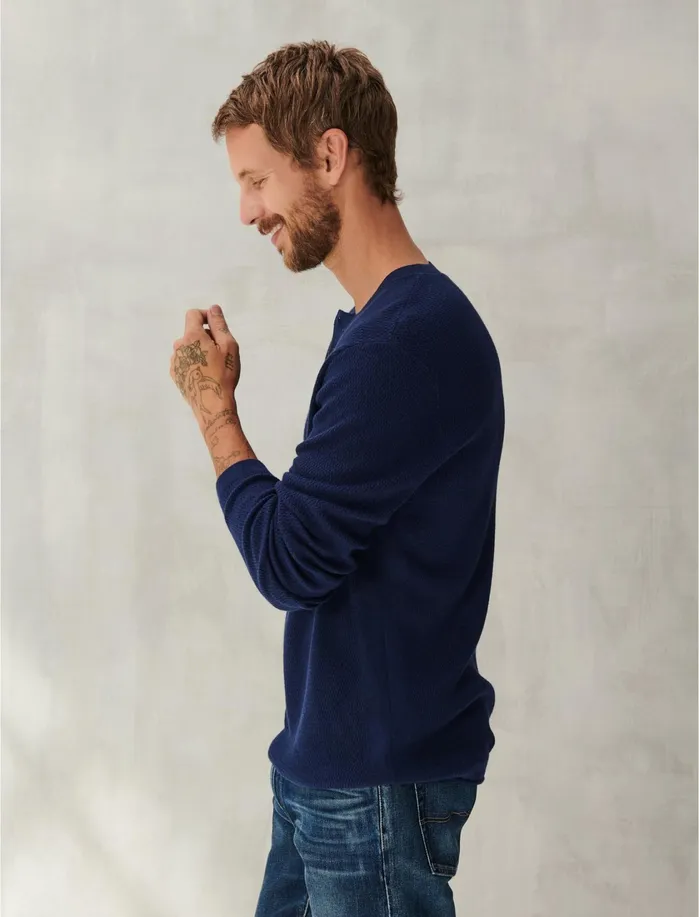 Sweaters Men Lucky Brand Welterweight Henley Heather Navy
