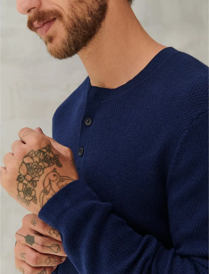 Sweaters Men Lucky Brand Welterweight Henley Heather Navy