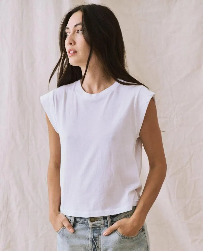 Tees and Sweats The Great The Peak Shoulder Tee True White