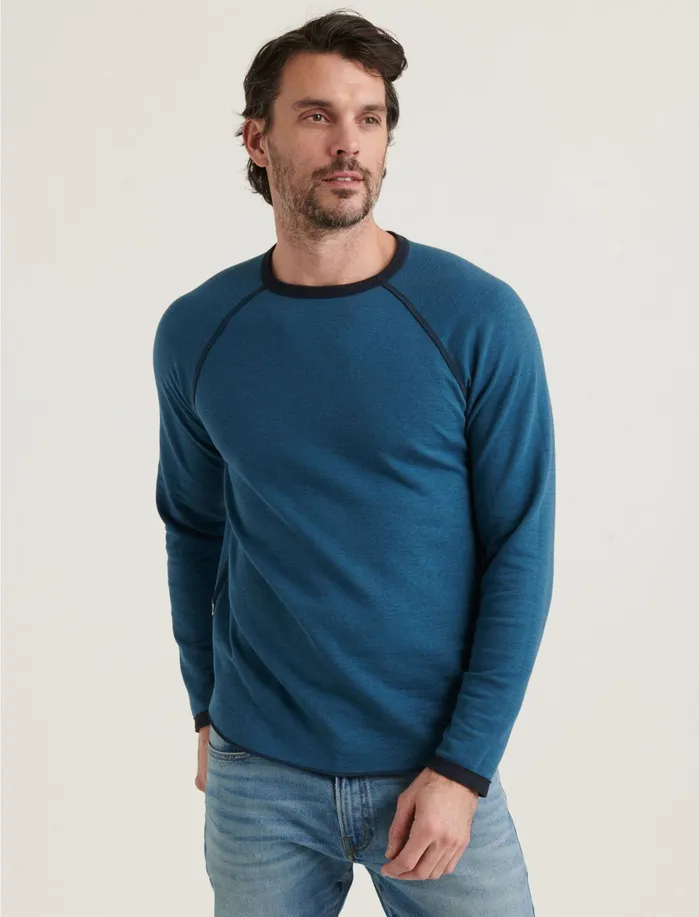 Tees Men Lucky Brand Long Sleeve Reversible Crew Neck Tee Blueberry