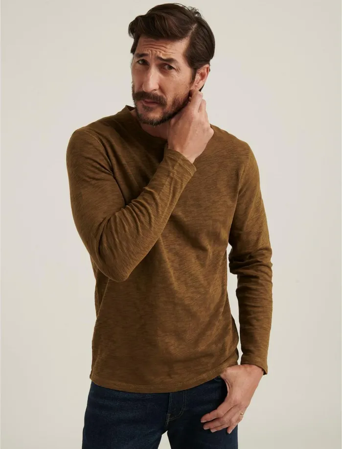 Tees Men Lucky Brand Long Sleeve Snap Henley Teak