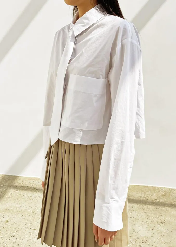 The Frankie Shop Annie Necktie Shirt 8211 White Women Tops