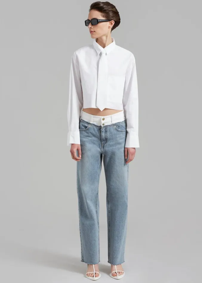 The Frankie Shop Annie Necktie Shirt 8211 White Women Tops