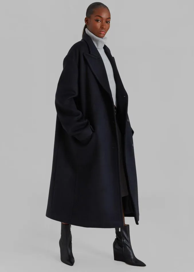 The Frankie Shop Anya Oversized Coat 8211 Black Women Outerwear