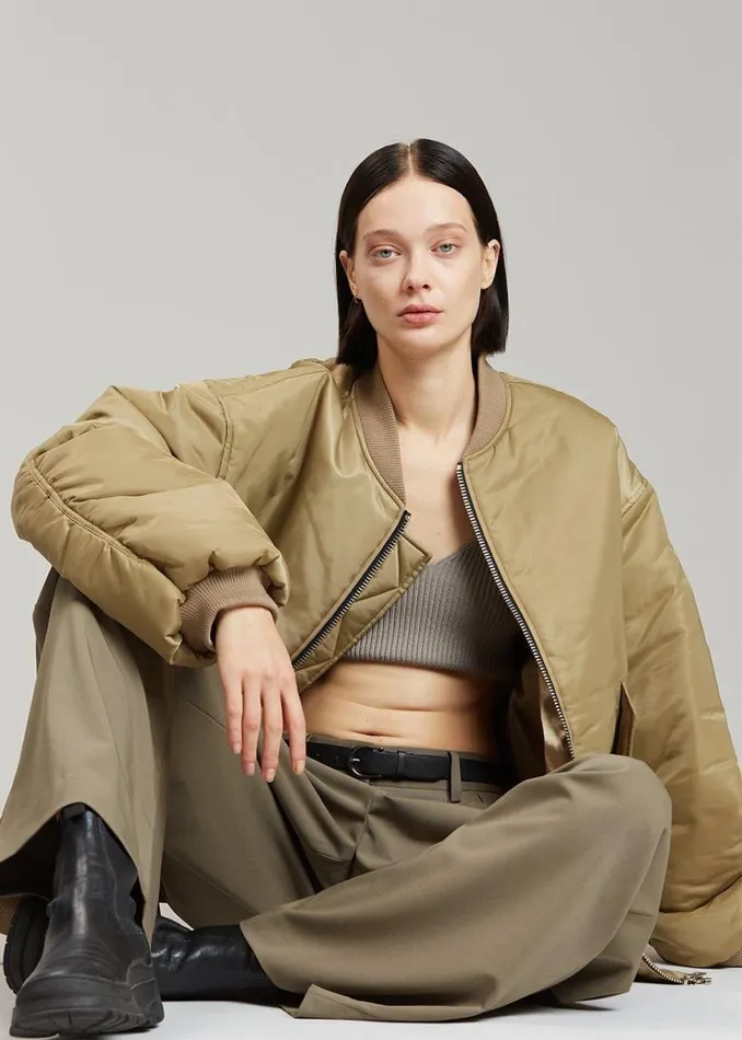 The Frankie Shop Astra Bomber Jacket 8211 Olive MenWomen Outerwear