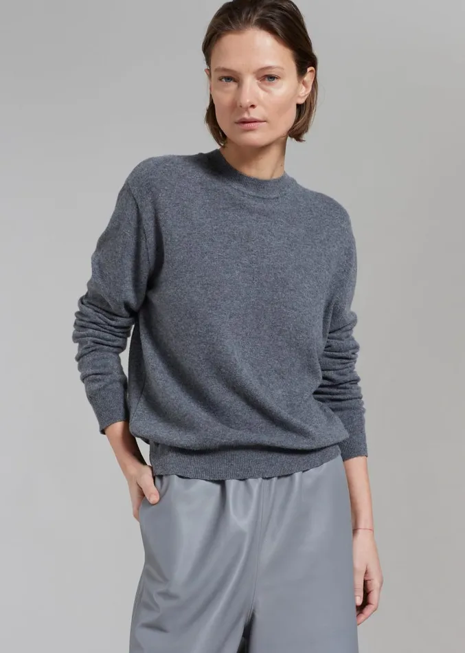 The Frankie Shop Aurora Wool Blend Knit Sweater 8211 Grey Women Knitwear