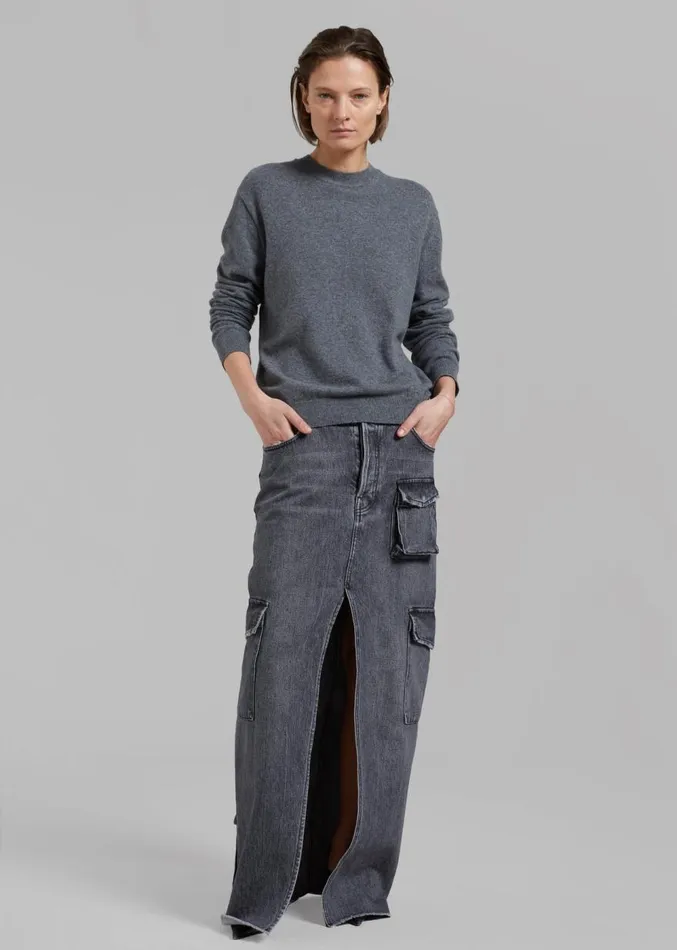 The Frankie Shop Aurora Wool Blend Knit Sweater 8211 Grey Women Knitwear