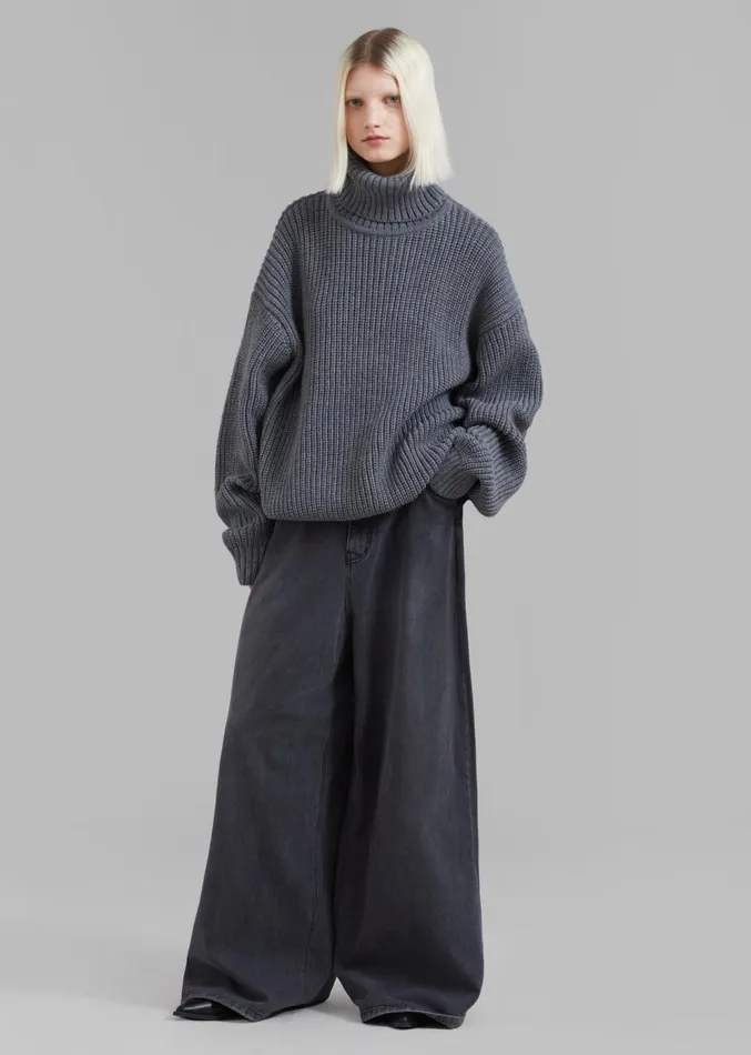 The Frankie Shop Belfast Turtleneck Sweater 8211 Grey Women Knitwear