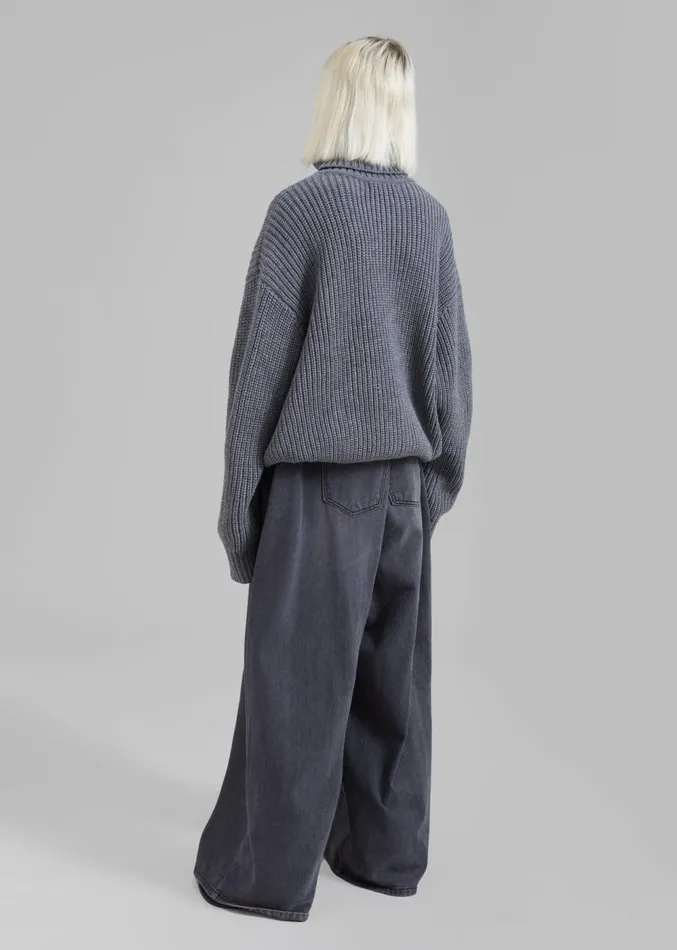 The Frankie Shop Belfast Turtleneck Sweater 8211 Grey Women Knitwear