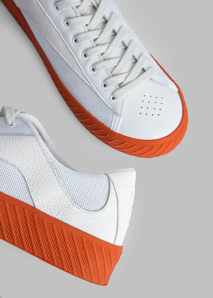 The Frankie Shop BY FAR Rodina Sneakers 8211 Tangerine On White Men Shoes
