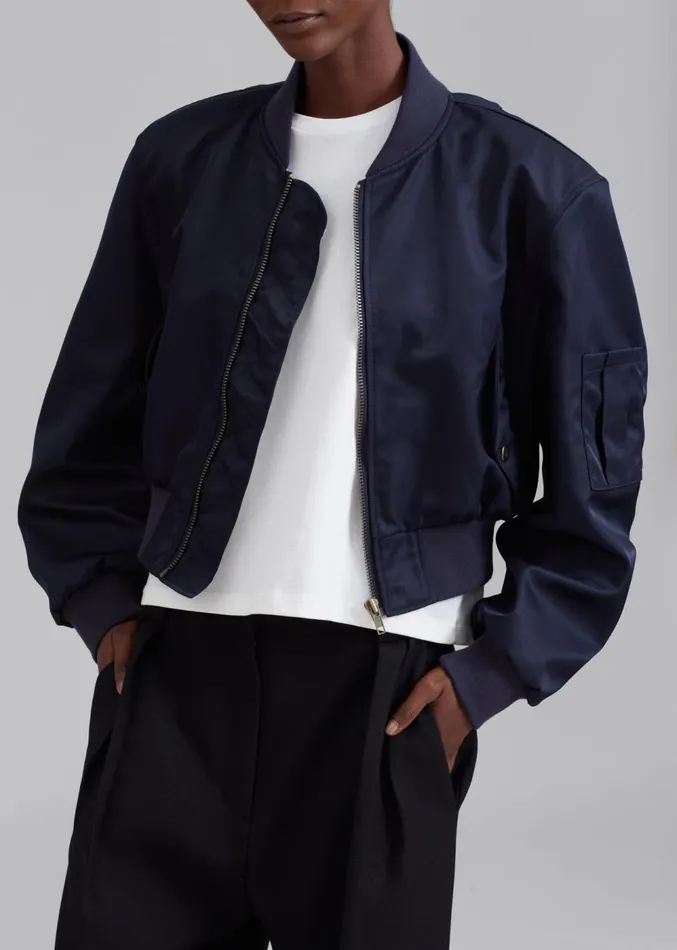 The Frankie Shop Cardiff Padded Bomber 8211 Navy Women Clothing
