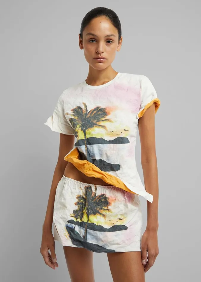 The Frankie Shop Christopher Esber Lost Souvenir Crushed Tee 8211 Lost Souvenir Print Women Clothing