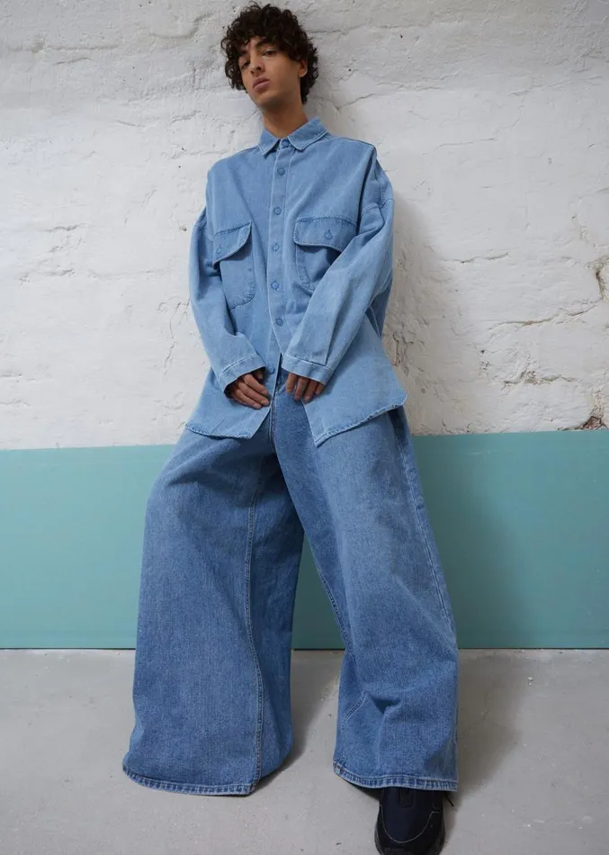 The Frankie Shop Dallas Men Denim Overshirt 8211 Worn Wash Men Clothing
