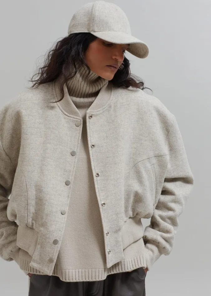 The Frankie Shop Debbie Wool Bomber 8211 Taupe Melange Women Outerwear
