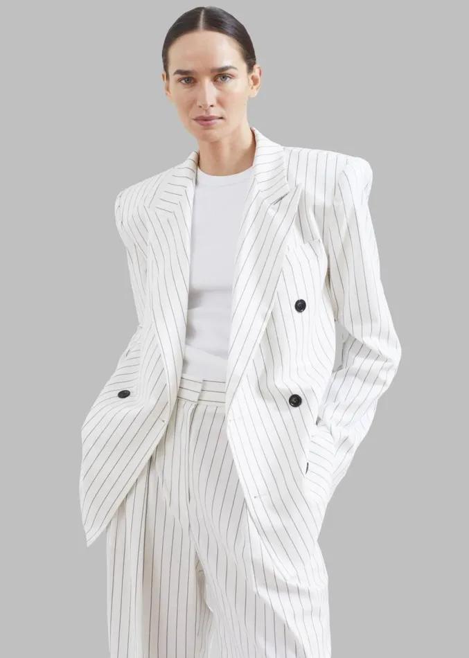 The Frankie Shop Fargo Oversized Padded Blazer 8211 White Women Suits