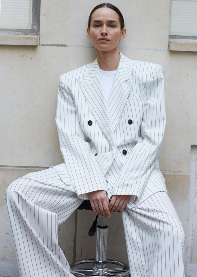 The Frankie Shop Fargo Oversized Padded Blazer 8211 White Women Suits