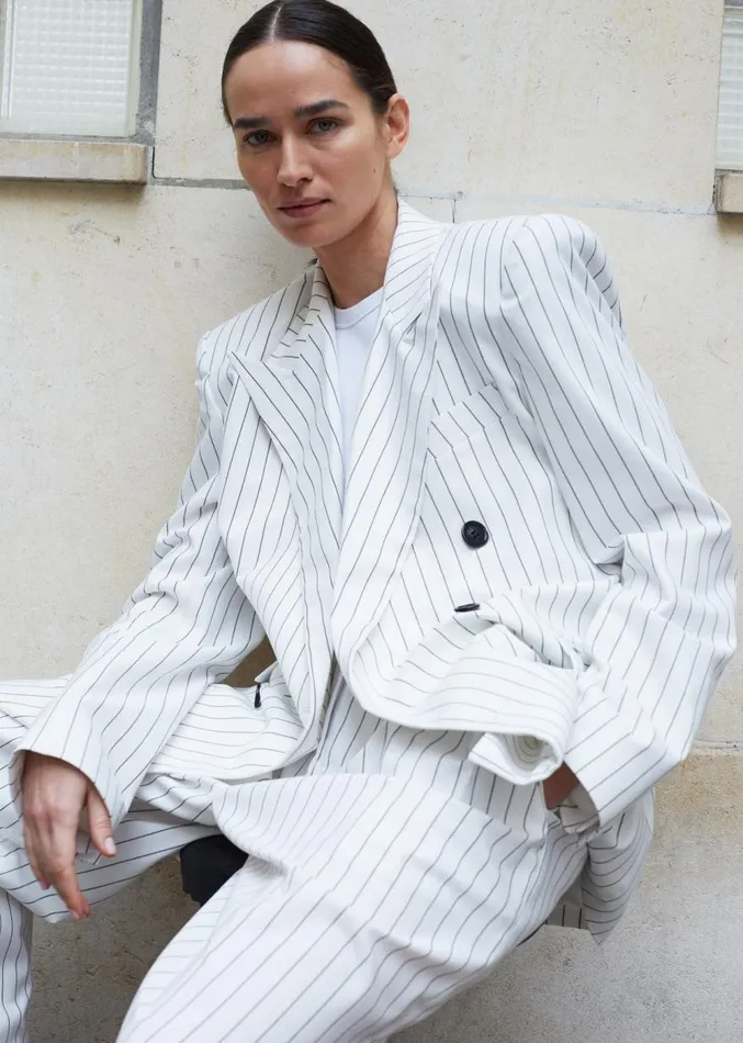 The Frankie Shop Fargo Oversized Padded Blazer 8211 White Women Suits