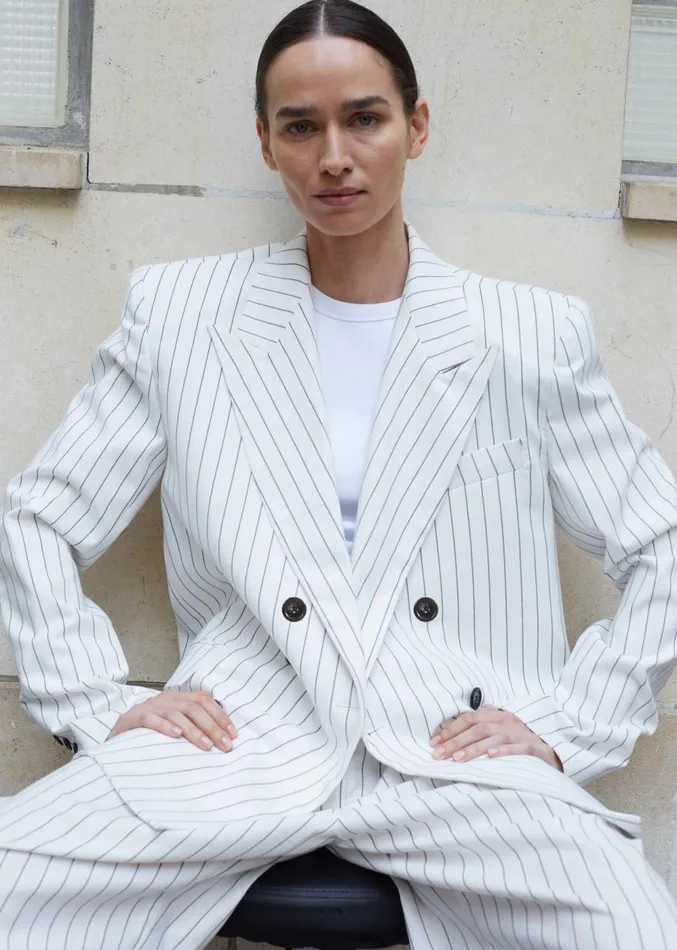 The Frankie Shop Fargo Oversized Padded Blazer 8211 White Women Suits