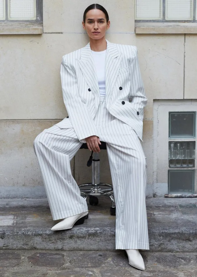The Frankie Shop Fargo Oversized Padded Blazer 8211 White Women Suits