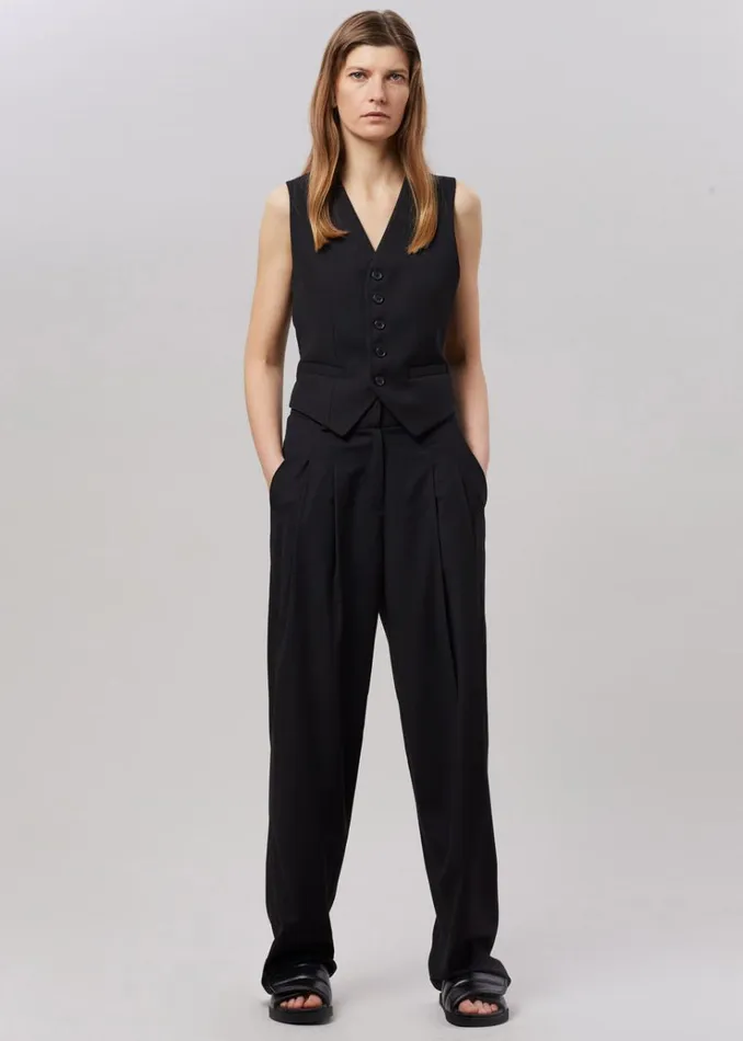 The Frankie Shop Gelso Pleated Trousers 8211 Black Women Bottoms