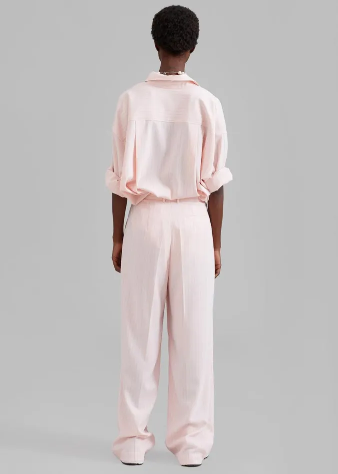 The Frankie Shop Georgia Fluid Shirt 8211 Pink Pinstripe Women Clothing