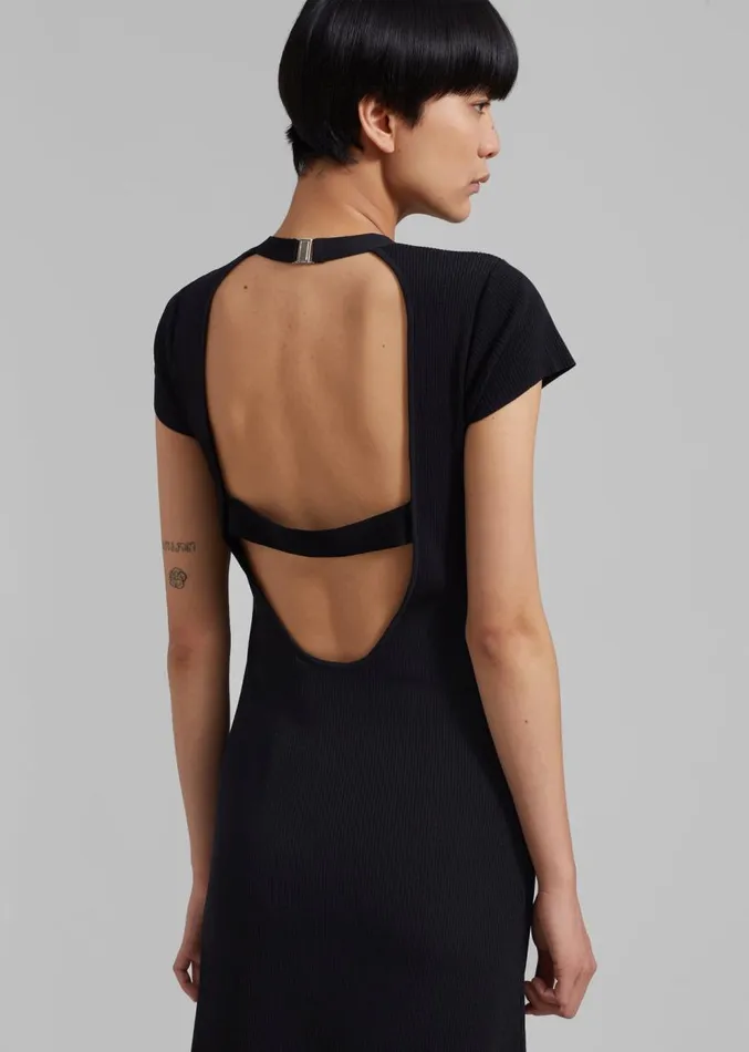 The Frankie Shop GESTUZ MonaGZ Open Back Dress 8211 Black Women Clothing