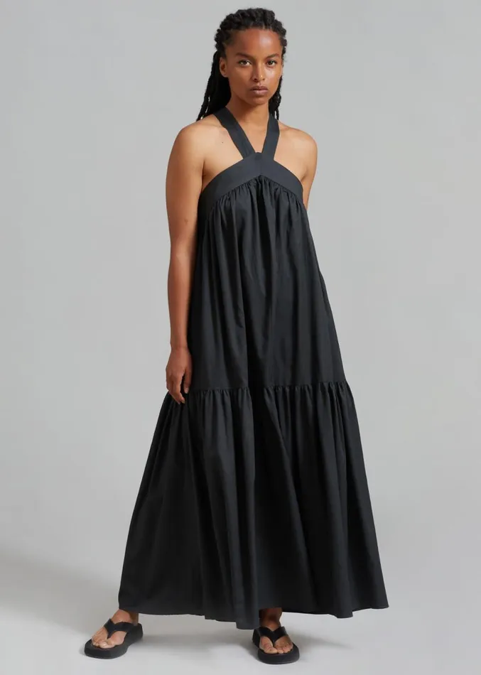 The Frankie Shop Gracie Halter Maxi Dress 8211 Charcoal Women Clothing