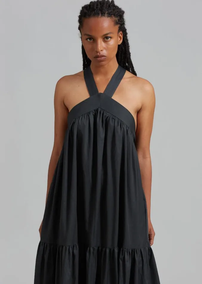The Frankie Shop Gracie Halter Maxi Dress 8211 Charcoal Women Clothing