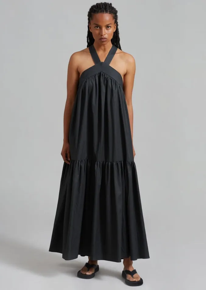 The Frankie Shop Gracie Halter Maxi Dress 8211 Charcoal Women Clothing