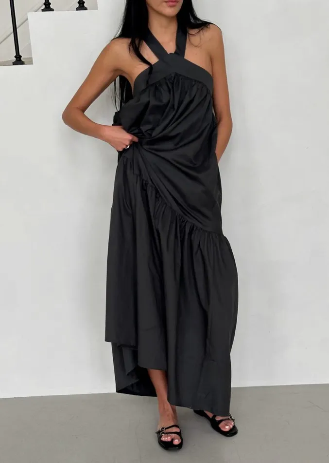 The Frankie Shop Gracie Halter Maxi Dress 8211 Charcoal Women Clothing