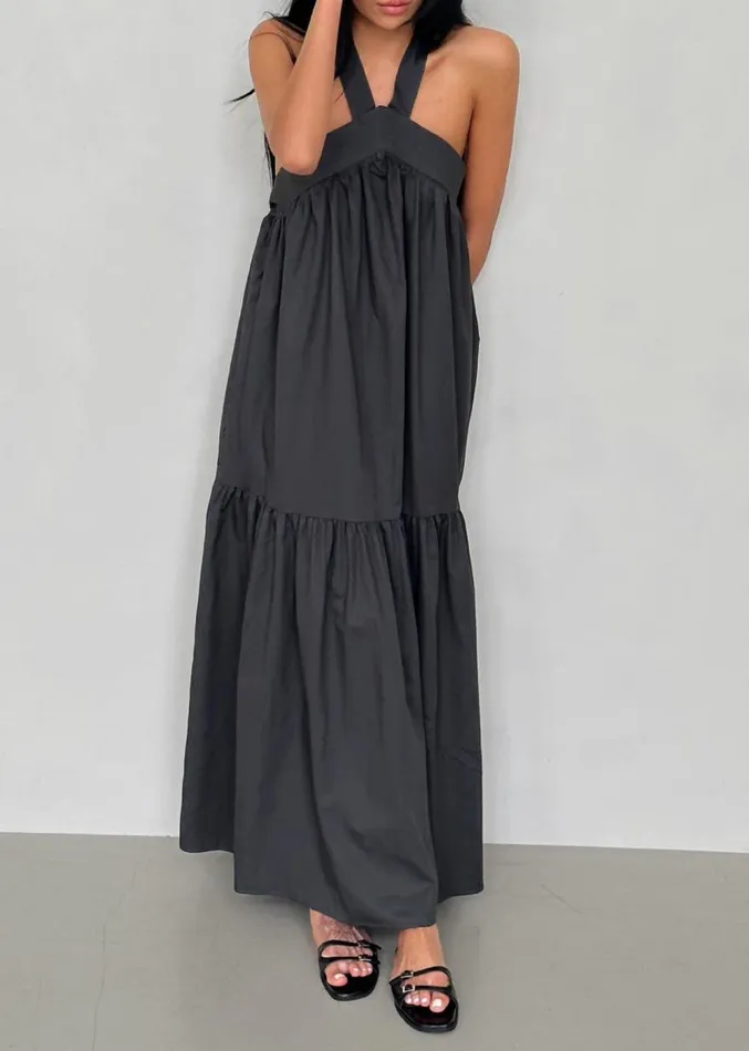 The Frankie Shop Gracie Halter Maxi Dress 8211 Charcoal Women Clothing