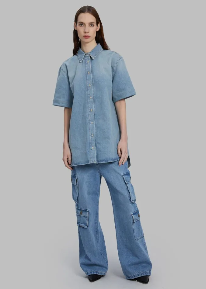 The Frankie Shop Hailey Denim Oversized Cargo Pants 8211 Worn Wash Women Clothing The Frankie Shop Hailey Denim Oversized Cargo Pants 8211 Worn Wash Women Clothing
