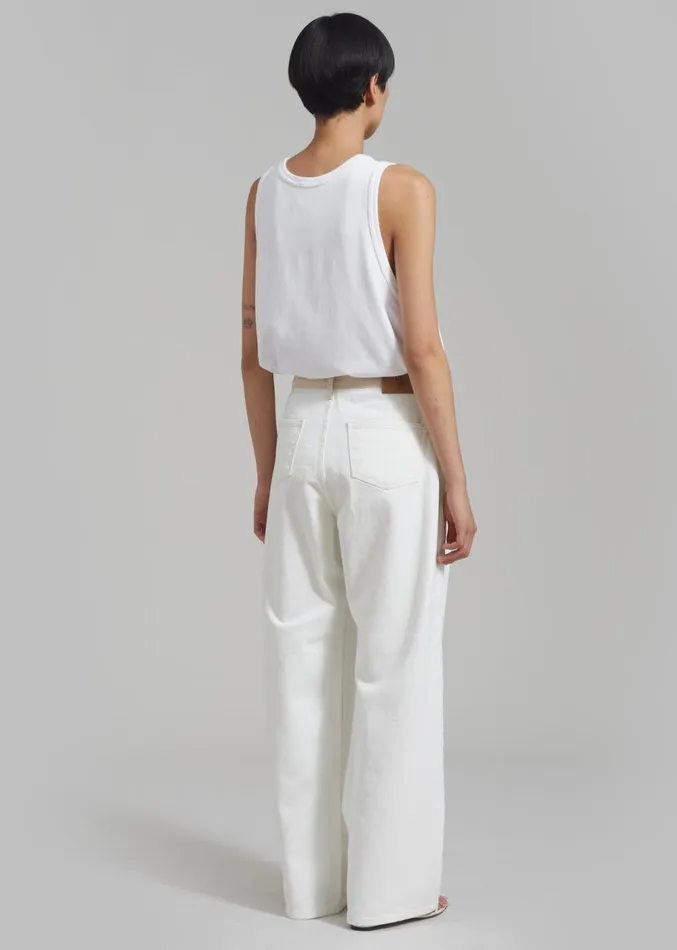 The Frankie Shop Hayla Contrast Denim Pants 8211 Off WhiteBeige Women Clothing
