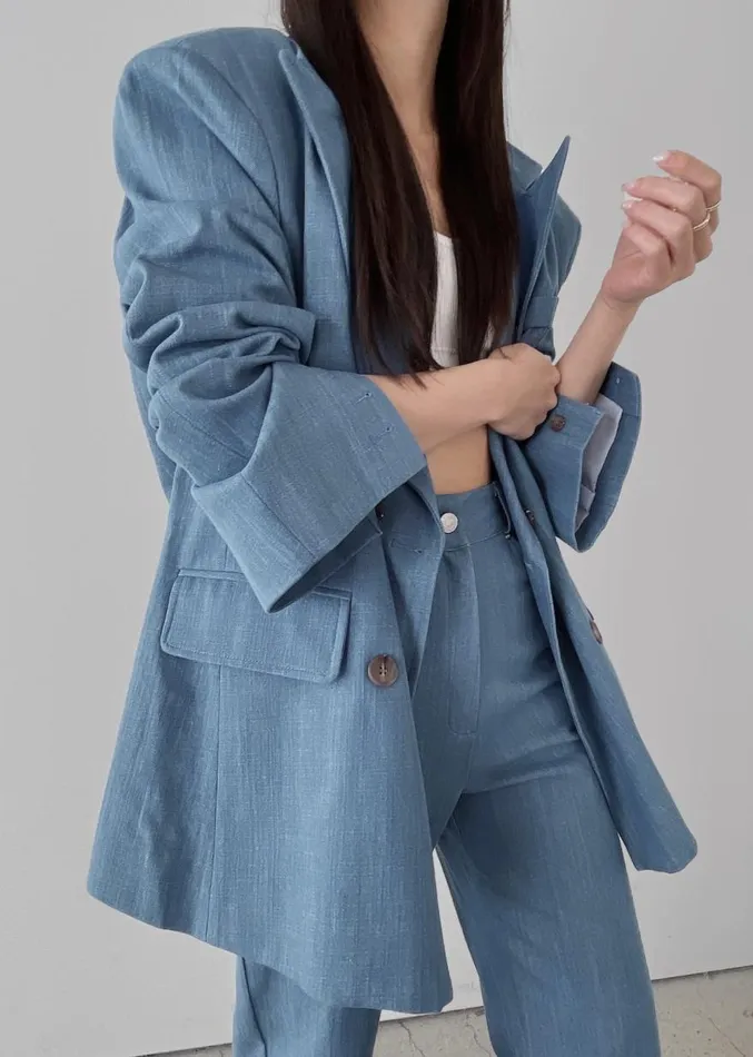 The Frankie Shop Jan Denim Blazer 8211 Blue Women Outerwear